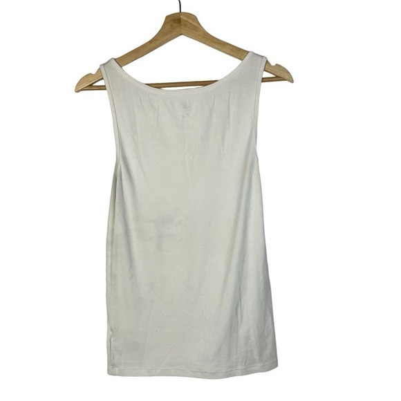 Gap White Scoop Neck Fitted Modern Tank Top M - Picture 3 of 4
